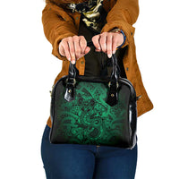 Aotearoa Maori Hei Tiki Shoulder Handbag Kakariki Kowhaiwhai Puhoro Motif