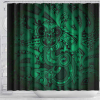 Aotearoa Maori Hei Tiki Shower Curtain Kakariki Kowhaiwhai Puhoro Motif LT9 - Polynesian Pride
