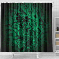 Aotearoa Maori Hei Tiki Shower Curtain Kakariki Kowhaiwhai Puhoro Motif LT9 - Polynesian Pride