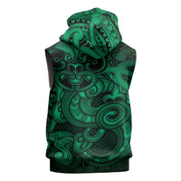 Aotearoa Maori Hei Tiki Sleeveless Hoodie Kakariki Kowhaiwhai Puhoro Motif LT9 - Polynesian Pride