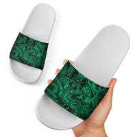 Aotearoa Maori Hei Tiki Slide Sandals Kakariki Kowhaiwhai Puhoro Motif LT9 - Polynesian Pride