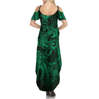 Aotearoa Maori Hei Tiki Summer Maxi Dress Kakariki Kowhaiwhai Puhoro Motif LT9 - Polynesian Pride