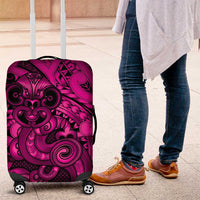 Aotearoa Maori Hei Tiki Luggage Cover Mawhero Kowhaiwhai Puhoro Motif LT9 Pink - Polynesian Pride