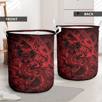 Aotearoa Maori Hei Tiki Laundry Basket Whero Kowhaiwhai Puhoro Motif