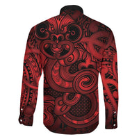 Aotearoa Maori Hei Tiki Family Matching Long Sleeve Bodycon Dress and Hawaiian Shirt Whero Kowhaiwhai Puhoro Motif LT9 - Polynesian Pride