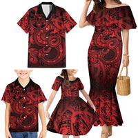 Aotearoa Maori Hei Tiki Family Matching Mermaid Dress and Hawaiian Shirt Whero Kowhaiwhai Puhoro Motif LT9 - Polynesian Pride