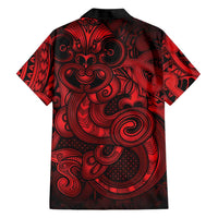 Aotearoa Maori Hei Tiki Family Matching Short Sleeve Bodycon Dress and Hawaiian Shirt Whero Kowhaiwhai Puhoro Motif LT9 - Polynesian Pride