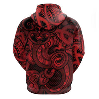 Aotearoa Maori Hei Tiki Hoodie Whero Kowhaiwhai Puhoro Motif LT9 - Polynesian Pride