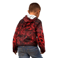 Aotearoa Maori Hei Tiki Kid Hoodie Whero Kowhaiwhai Puhoro Motif LT9 - Polynesian Pride