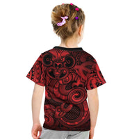 Aotearoa Maori Hei Tiki Kid T Shirt Whero Kowhaiwhai Puhoro Motif LT9 - Polynesian Pride