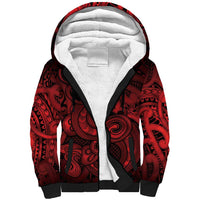 Aotearoa Maori Hei Tiki Sherpa Hoodie Whero Kowhaiwhai Puhoro Motif LT9 Unisex Red - Polynesian Pride