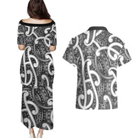 Aotearoa Maori Kowhaiwhai Couples Matching Puletasi and Hawaiian Shirt Kiwikiwi Puhoro and Patiki LT9 - Polynesian Pride