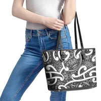 Aotearoa Maori Kowhaiwhai Leather Tote Bag Kiwikiwi Puhoro and Patiki