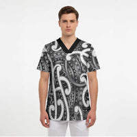Aotearoa Maori Kowhaiwhai Scrub Top Kiwikiwi Puhoro and Patiki