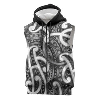 Aotearoa Maori Kowhaiwhai Sleeveless Zip Hoodie Kiwikiwi Puhoro and Patiki LT9 Grey - Polynesian Pride