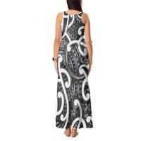 Aotearoa Maori Kowhaiwhai Tank Maxi Dress Kiwikiwi Puhoro and Patiki LT9 - Polynesian Pride