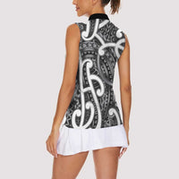 Aotearoa Maori Kowhaiwhai Women Sleeveless Polo Shirt Kiwikiwi Puhoro and Patiki LT9 - Polynesian Pride
