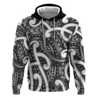 Aotearoa Maori Kowhaiwhai Zip Hoodie Kiwikiwi Puhoro and Patiki