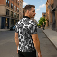 Aotearoa Maori Kowhaiwhai Zipper Polo Shirt Kiwikiwi Puhoro and Patiki LT9 - Polynesian Pride