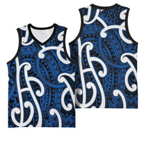 Aotearoa Maori Kowhaiwhai Basketball Jersey Kikorangi Puhoro and Patiki LT9 - Polynesian Pride