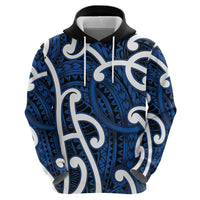 Aotearoa Maori Kowhaiwhai Hoodie Kikorangi Puhoro and Patiki LT9 - Polynesian Pride
