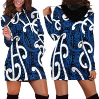 Aotearoa Maori Kowhaiwhai Hoodie Dress Kikorangi Puhoro and Patiki LT9 - Polynesian Pride