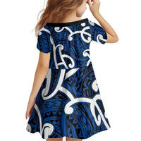 Aotearoa Maori Kowhaiwhai Kid Short Sleeve Dress Kikorangi Puhoro and Patiki LT9 - Polynesian Pride