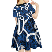 Aotearoa Maori Kowhaiwhai Kid Short Sleeve Dress Kikorangi Puhoro and Patiki LT9 - Polynesian Pride
