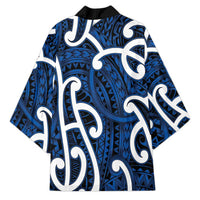 Aotearoa Maori Kowhaiwhai Kimono Kikorangi Puhoro and Patiki