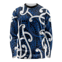 Aotearoa Maori Kowhaiwhai Long Sleeve Shirt Kikorangi Puhoro and Patiki LT9 Unisex Blue - Polynesian Pride