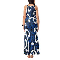 Aotearoa Maori Kowhaiwhai Tank Maxi Dress Kikorangi Puhoro and Patiki LT9 - Polynesian Pride