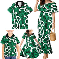 Aotearoa Maori Kowhaiwhai Family Matching Mermaid Dress and Hawaiian Shirt Kakariki Puhoro and Patiki LT9 - Polynesian Pride