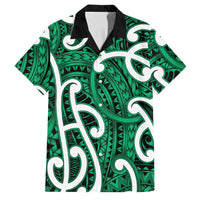 Aotearoa Maori Kowhaiwhai Family Matching Summer Maxi Dress and Hawaiian Shirt Kakariki Puhoro and Patiki LT9 Dad's Shirt - Short Sleeve Green - Polynesian Pride