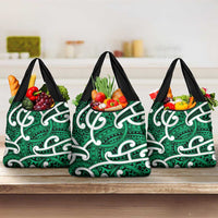 Aotearoa Maori Kowhaiwhai Grocery Bag Kakariki Puhoro and Patiki