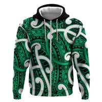 Aotearoa Maori Kowhaiwhai Hoodie Kakariki Puhoro and Patiki