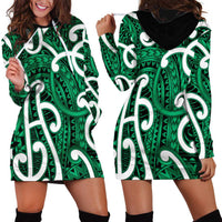 Aotearoa Maori Kowhaiwhai Hoodie Dress Kakariki Puhoro and Patiki LT9 - Polynesian Pride