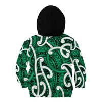 Aotearoa Maori Kowhaiwhai Kid Hoodie Kakariki Puhoro and Patiki LT9 - Polynesian Pride