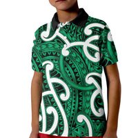 Aotearoa Maori Kowhaiwhai Kid Polo Shirt Kakariki Puhoro and Patiki LT9 Kid Green - Polynesian Pride