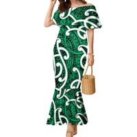 Aotearoa Maori Kowhaiwhai Mermaid Dress Kakariki Puhoro and Patiki LT9 Women Green - Polynesian Pride