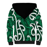 Aotearoa Maori Kowhaiwhai Sherpa Hoodie Kakariki Puhoro and Patiki LT9 - Polynesian Pride