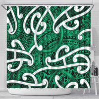 Aotearoa Maori Kowhaiwhai Shower Curtain Kakariki Puhoro and Patiki