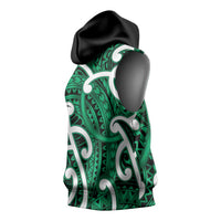 Aotearoa Maori Kowhaiwhai Sleeveless Hoodie Kakariki Puhoro and Patiki LT9 - Polynesian Pride