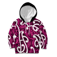Aotearoa Maori Kowhaiwhai Kid Hoodie Mawhero Puhoro and Patiki LT9 Hoodie Pink - Polynesian Pride