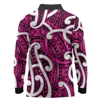 Aotearoa Maori Kowhaiwhai Long Sleeve Polo Shirt Mawhero Puhoro and Patiki LT9 - Polynesian Pride