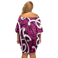 Aotearoa Maori Kowhaiwhai Off Shoulder Short Dress Mawhero Puhoro and Patiki LT9 - Polynesian Pride