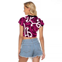 Aotearoa Maori Kowhaiwhai Raglan Cropped T Shirt Mawhero Puhoro and Patiki LT9 - Polynesian Pride