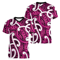 Aotearoa Maori Kowhaiwhai Women V-Neck T-Shirt Mawhero Puhoro and Patiki LT9 - Polynesian Pride