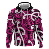 Aotearoa Maori Kowhaiwhai Zip Hoodie Mawhero Puhoro and Patiki LT9 Pullover Hoodie Pink - Polynesian Pride