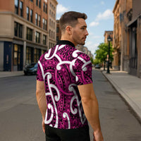 Aotearoa Maori Kowhaiwhai Zipper Polo Shirt Mawhero Puhoro and Patiki LT9 - Polynesian Pride