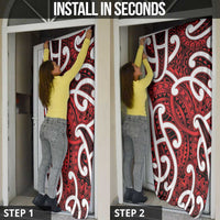 Aotearoa Maori Kowhaiwhai Door Cover Whero Puhoro and Patiki